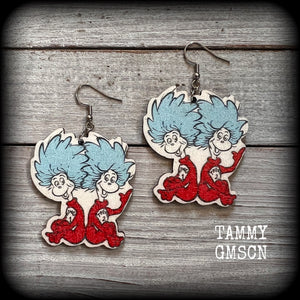 Dr Seuss Thing one and Thing two-Bookworm earrings