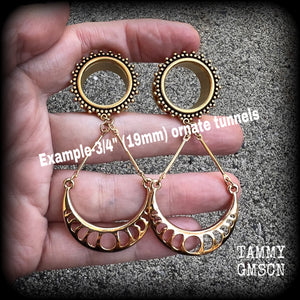 Moon phase tunnel earrings-Ear gauges