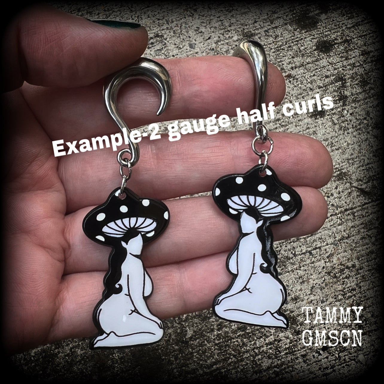 DIY half curl hooks for stretched lobes-Silver
