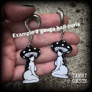 DIY half curl hooks for stretched lobes-Silver