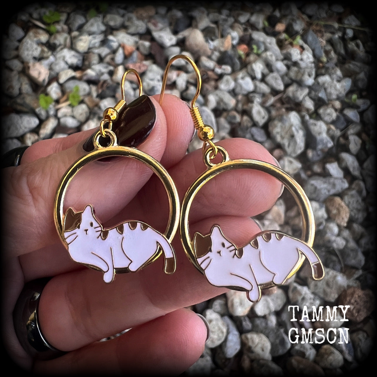 White cat earrings-Crazy cat lady earrings