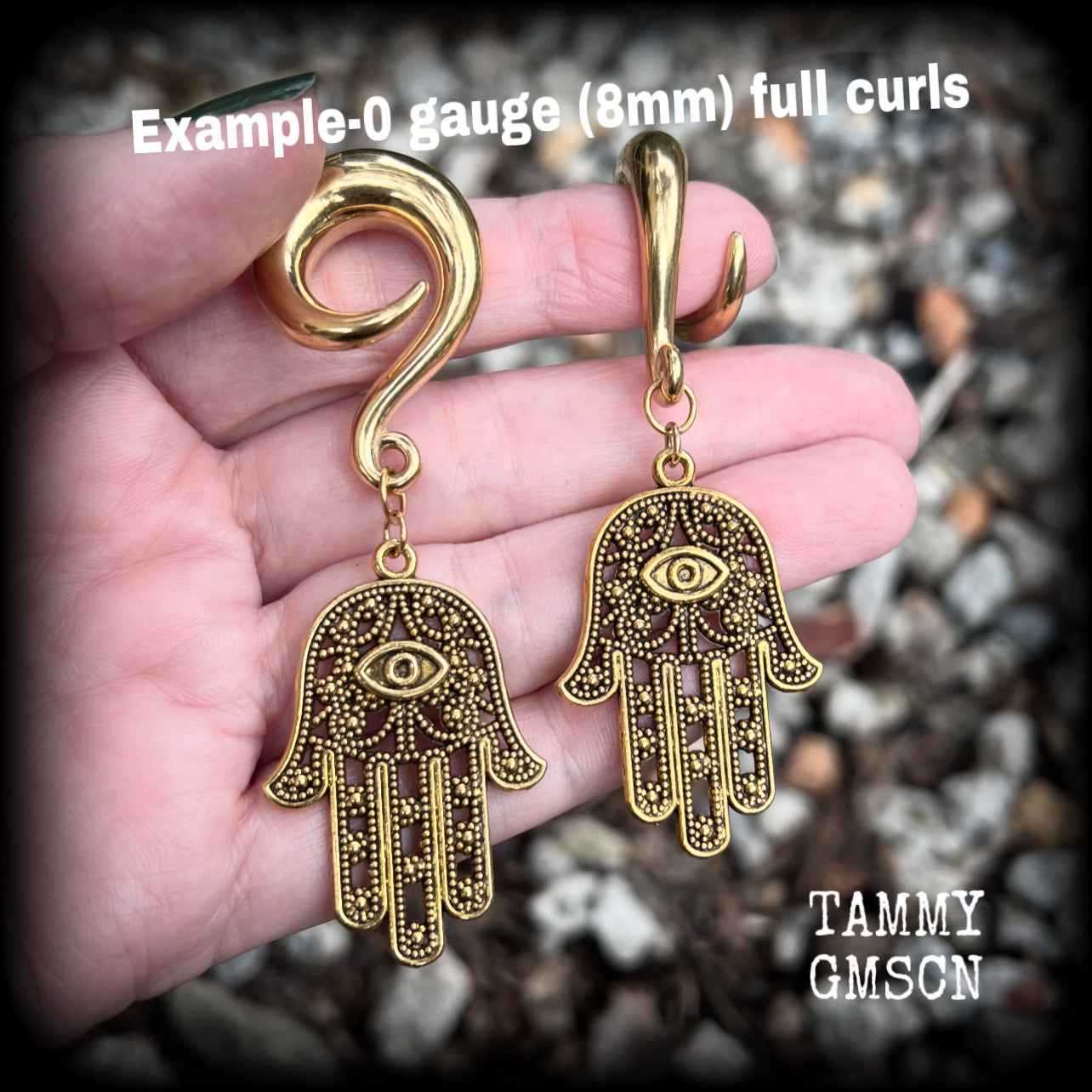 Hamsa hand gauged earrings-Esoteric ear gauges