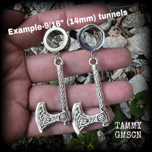 Viking axe tunnel earrings