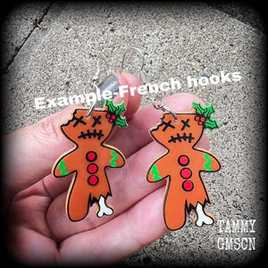 Gingerbread man earrings-Yule earrings