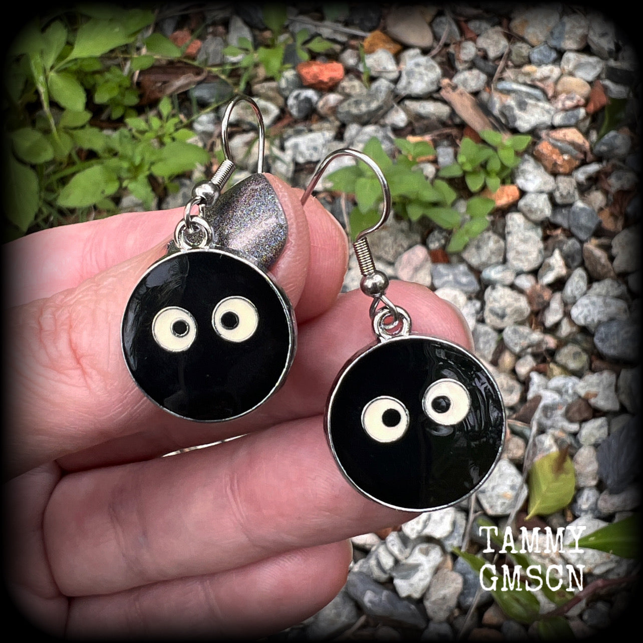 My Neighbor Totoro earrings Studio Ghibli earrings Susuwatari Makkuro Kurosuke Wandering soot Soot sprite earrings Soot sprite toys Japanese earrings Kewpie Japanese jewelry Unique earrings Rare earrings Stocking stuffers Gifts for girls Gifts for her Kawaii earrings Kawaii jewelry Pierced ears Stretched ears