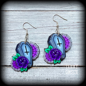 Pastel goth coffin earrings-Halloween earrings