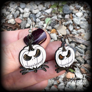 Jack Skellington earrings Nightmare before Christmas earrings Halloween earrings Jack o lantern earrings Halloween jewellery Spooky cute earrings 