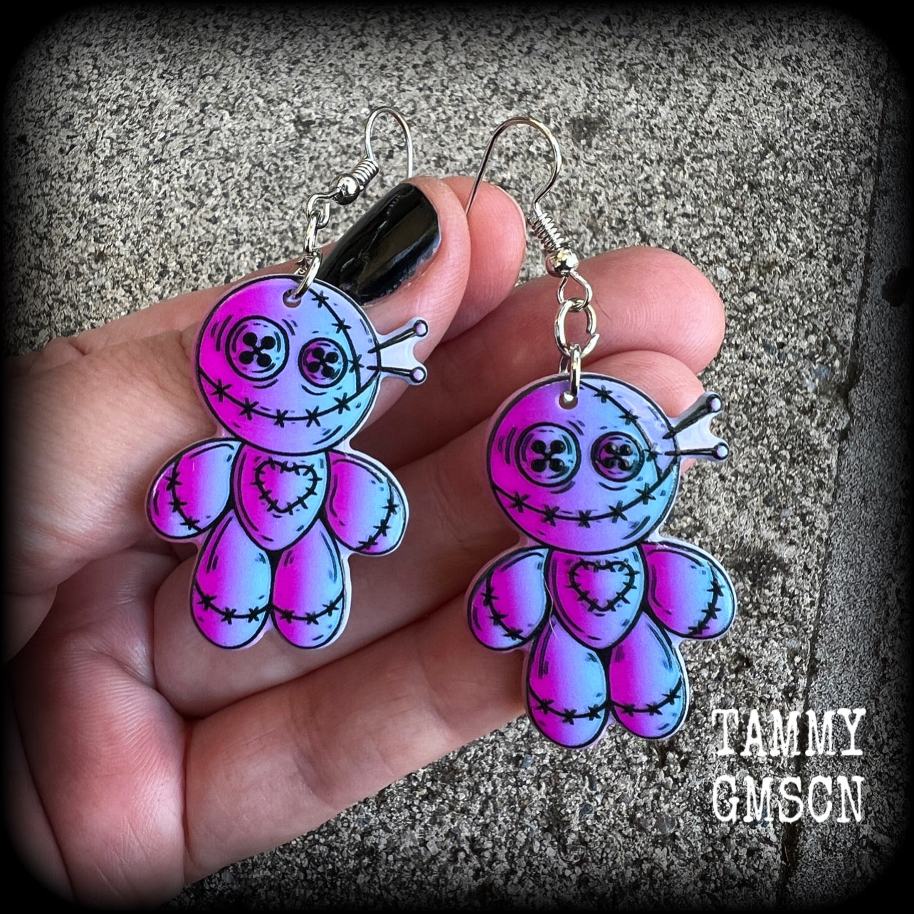 Voodoo doll earrings-Halloween earrings