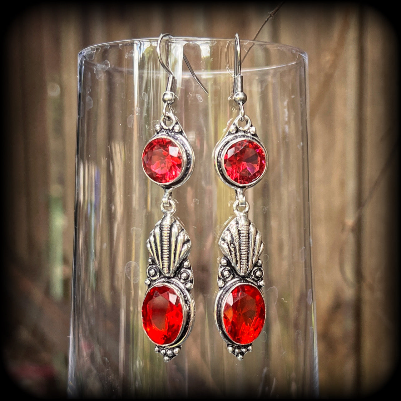 Garnet gemstone earrings-Boho earrings