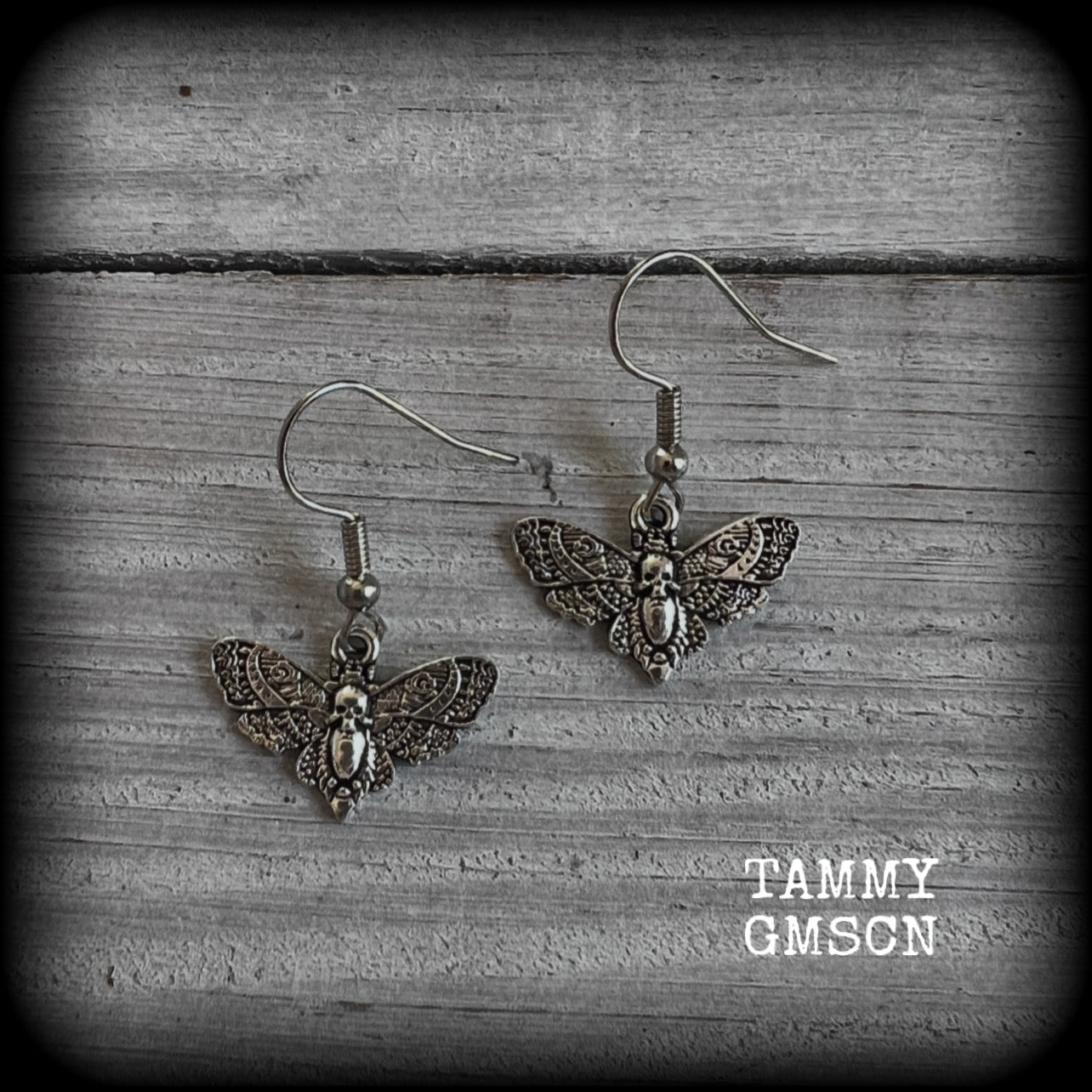 Petite Deaths head moth earrings-Gothic deathshead moth earrings