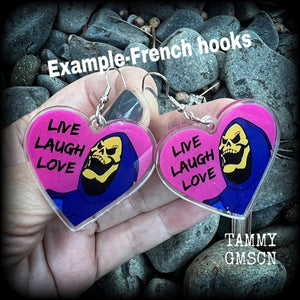 Skeletor earrings-Live laugh love halloween earrings