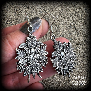 Green man earrings-Greenman earrings