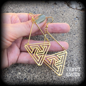 MC Escher triangle earrings-Geometric earrings