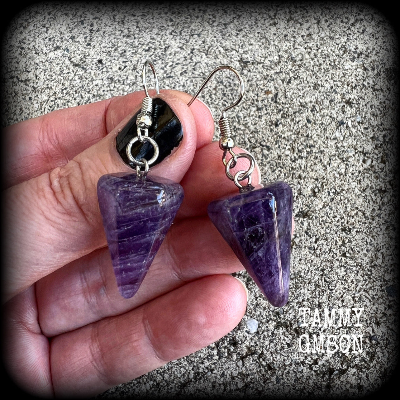 Amethyst earrings-Gemstone earrings