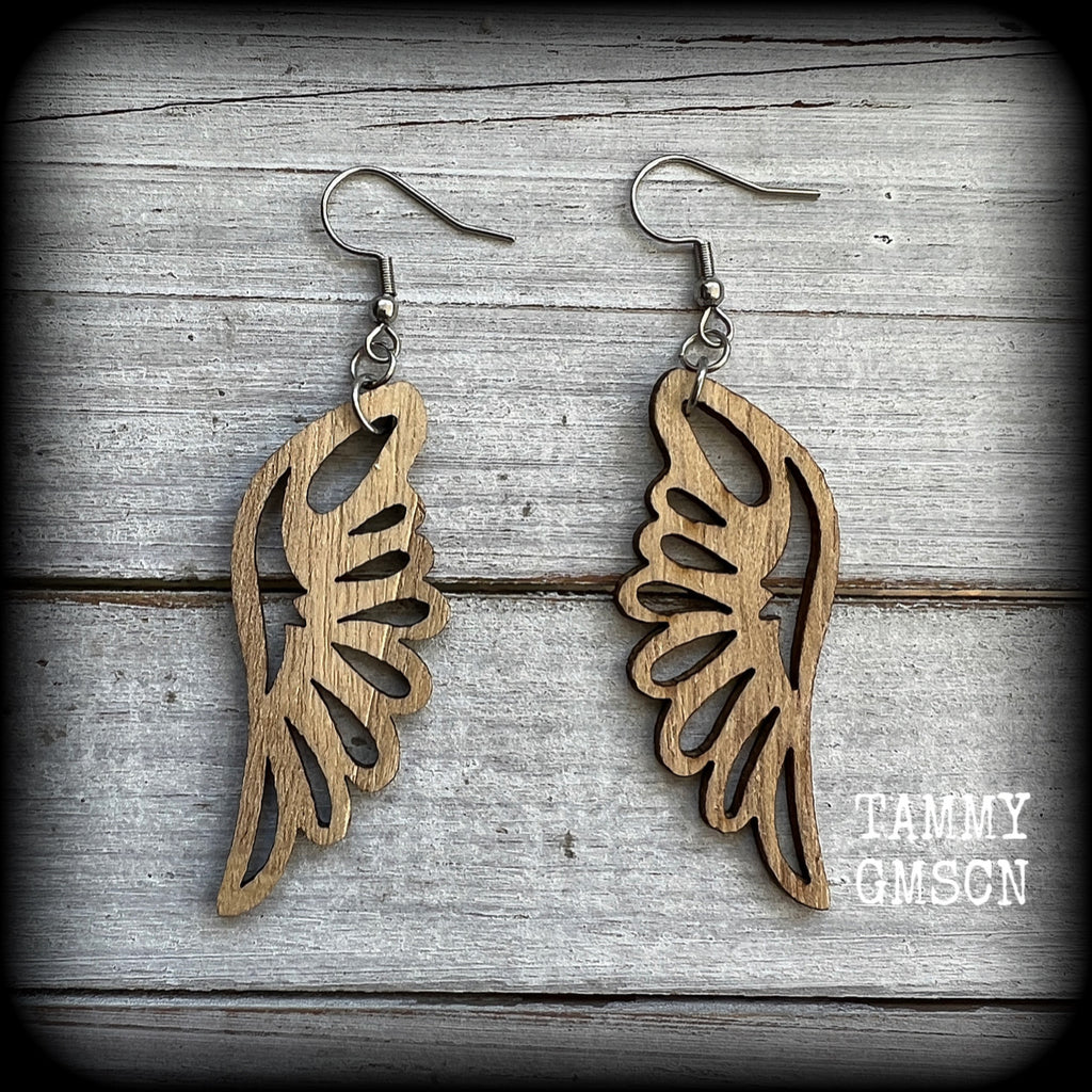 Butterfly wings earrings-Wood earrings