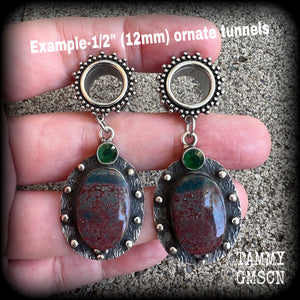 Bloodstone tunnel earrings