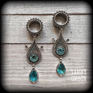 Blue topaz tunnel earrings 