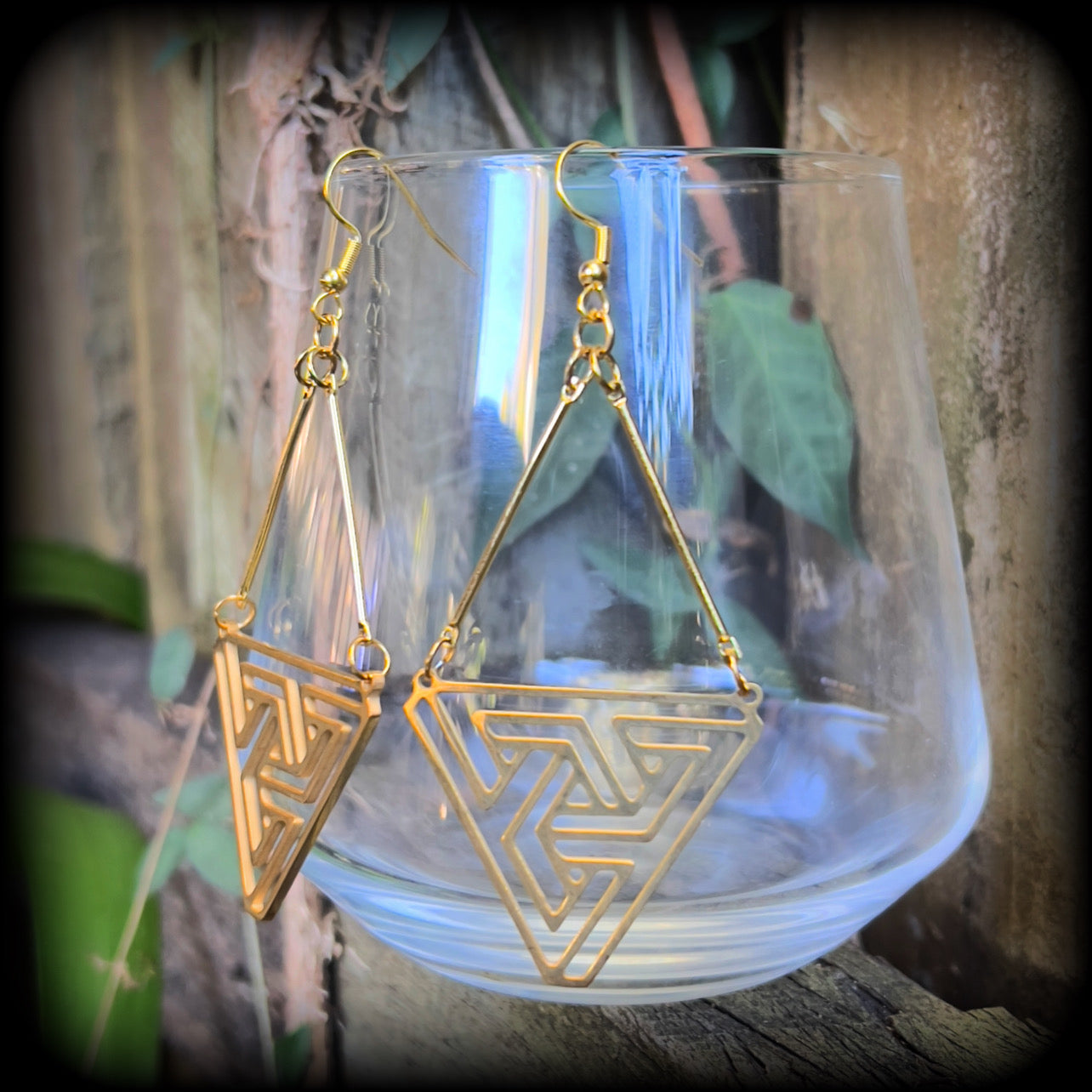 MC Escher triangle earrings-Geometric earrings