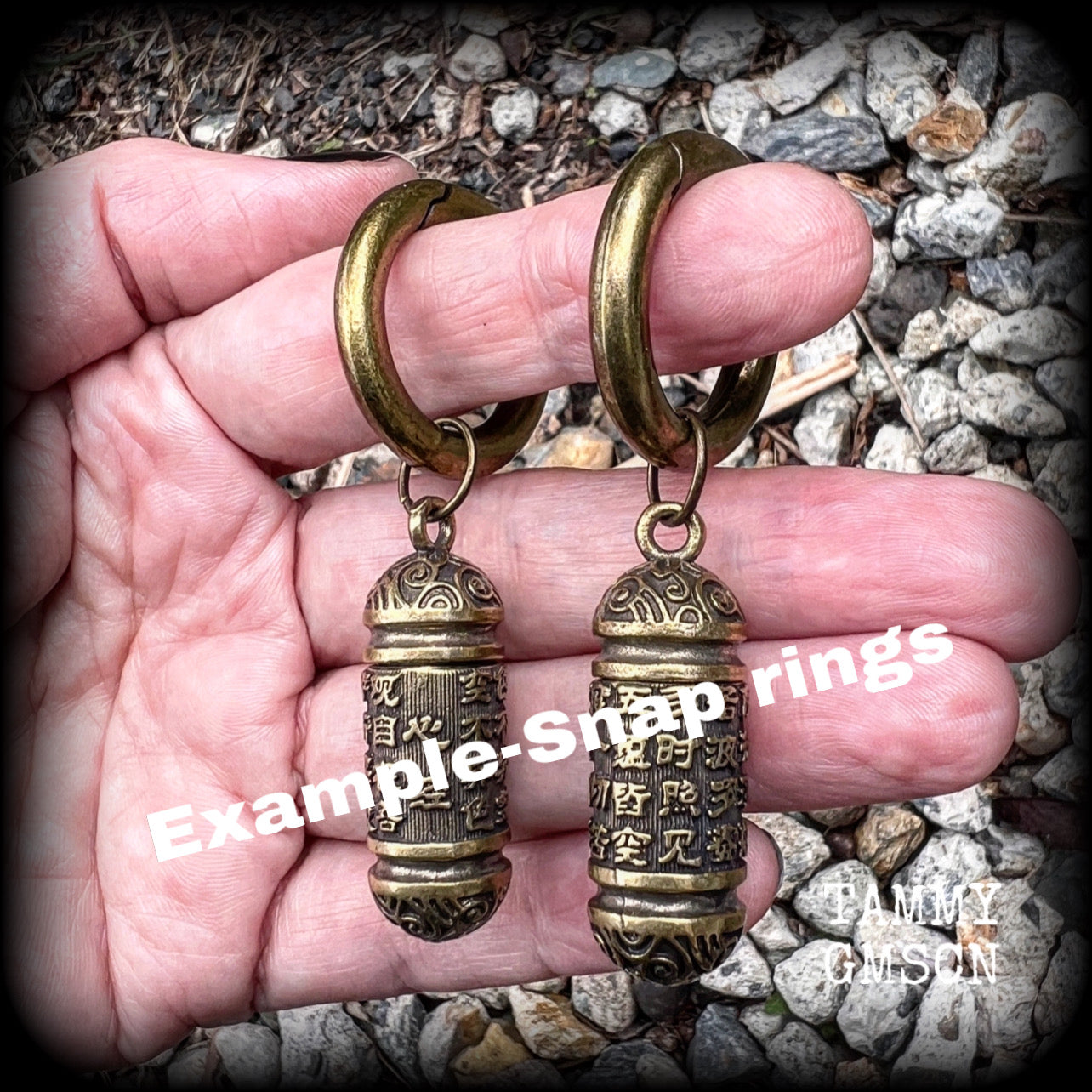 Tibetan ashes urn Sanskrit stash pot 2 gauge ear weights Snap ring ear weights Clickers Pet ashes Animal ashes Secret stash pot