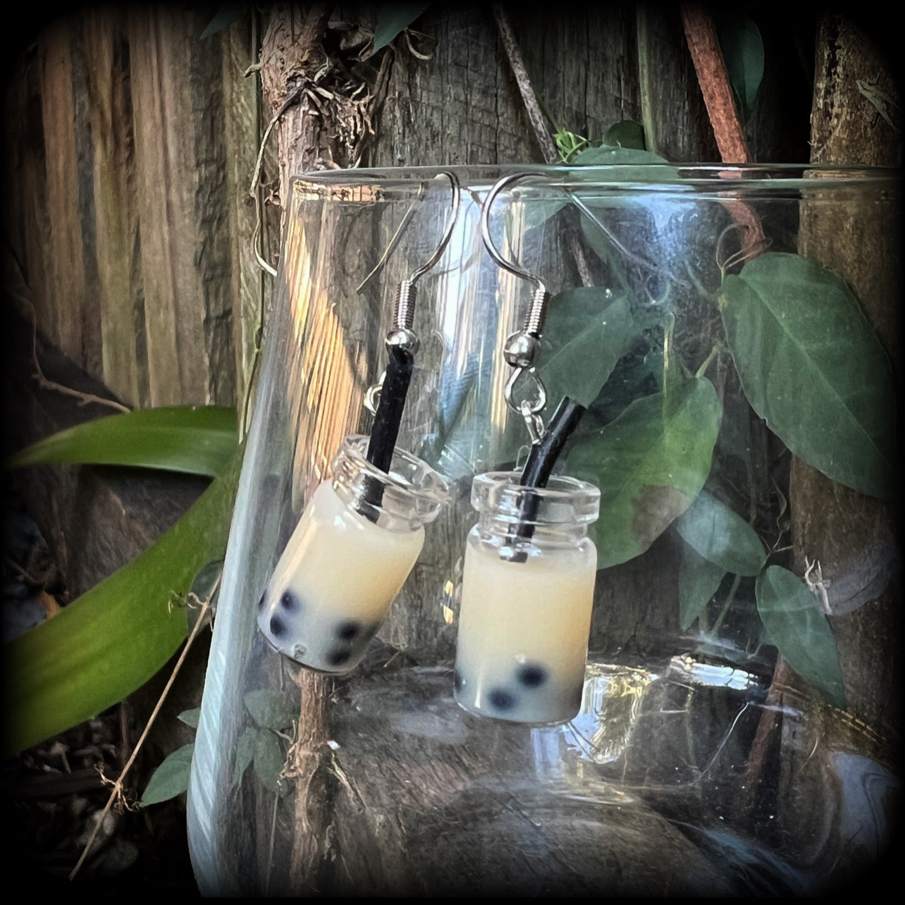 Boba tea earrings 