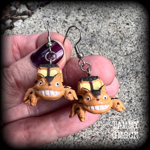 Ear gauges Catbus earrings Kawaii earrings Kawaii jewelry Cosplay My neighbor Totoro Cat earrings Crazy cat lady Studio 