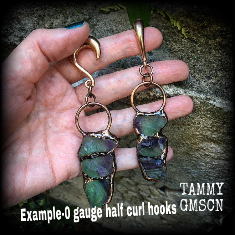 DIY half curl hooks for stretched lobes-Rose gold