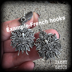 Green man earrings-Greenman earrings
