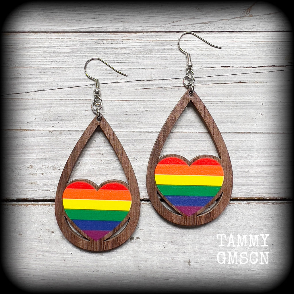 Pride flag earrings-Pride heart earrings