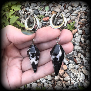 Zebra jasper earrings Ear hangers 6 gauge ear weights Gemstone ear weights Stretched lobes Stretched ears Gauged ears Gauged earrings Body Ear gauges Jasper ear weights Gemstone ear weights 4mm 6mm 8mm 10mm 12mm 14mm 16mm 19mm 22mm 25mm 28mm 30mm