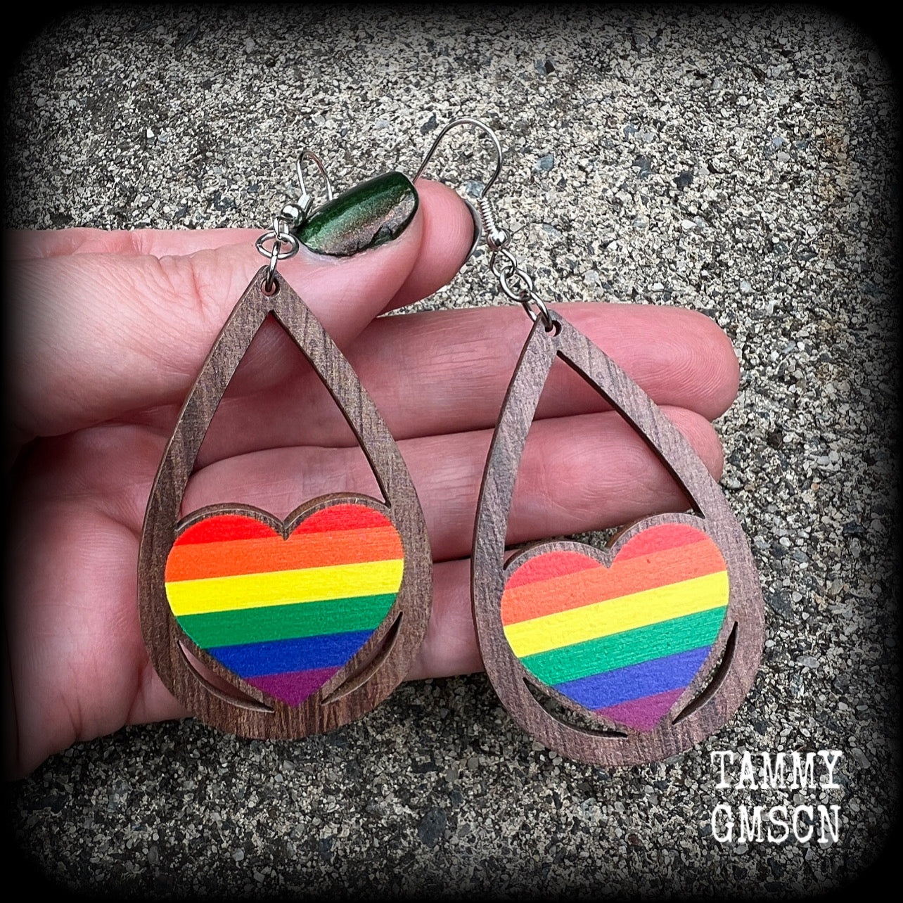 Pride flag earrings-Pride heart earrings