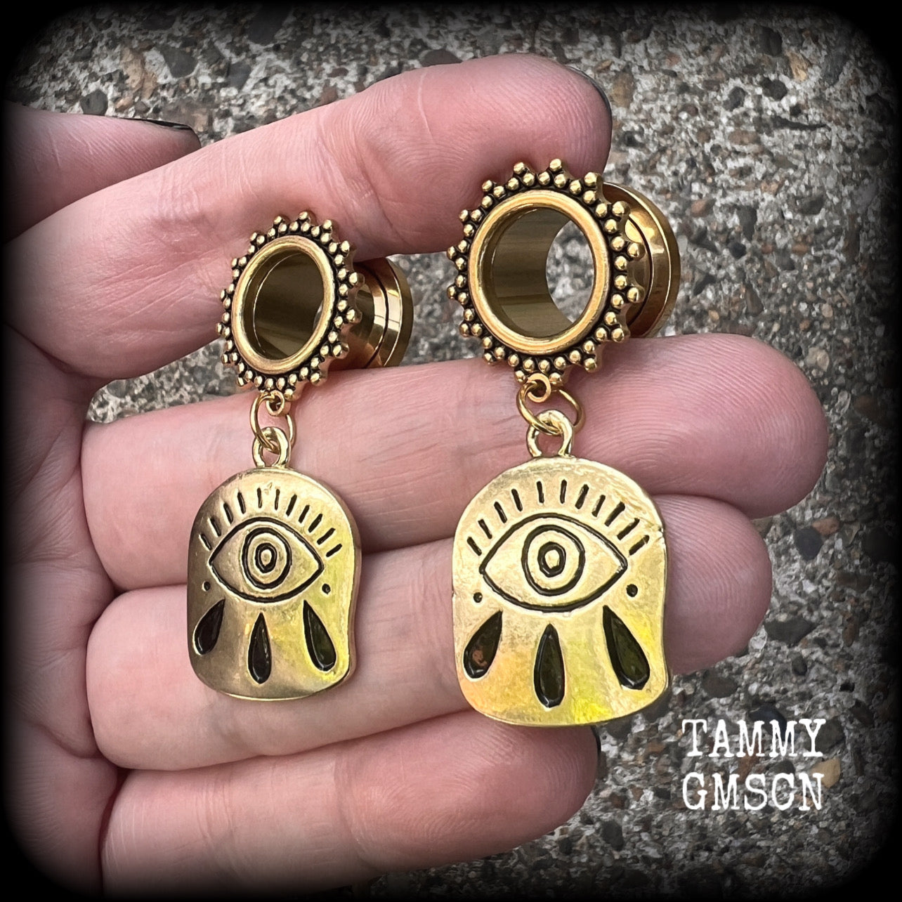 Evil eye tunnel earrings 14mm ear gauges 9/16” tunnel dangles Stretched lobes Occult jewelry Body jewelry 2g 0g 00g 1/2” 5/8” 3/4 7/8” 1” 6mm 8mm 10mm 12mm 14mm 16mm 19mm 22mm 25mm 28mm 30mm Stretched ears Gauged ears Gauged earrings Ear weights