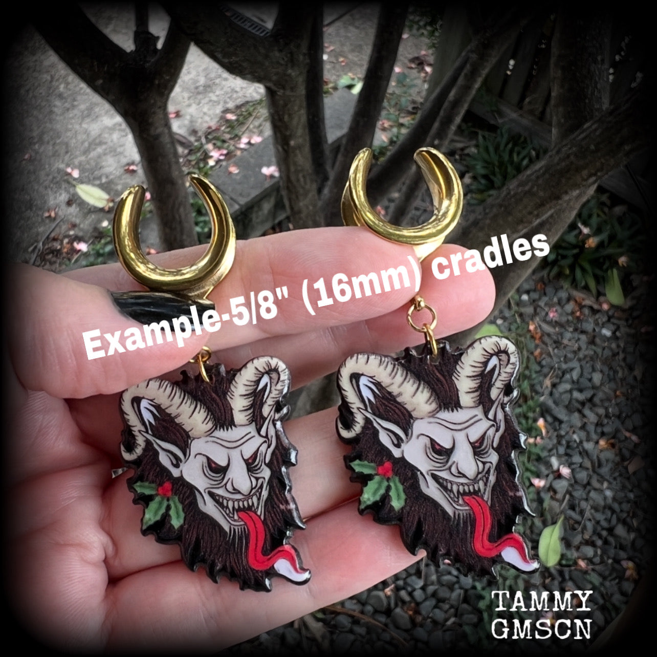 Krampus ear weights-Christmas Yule monster earrings