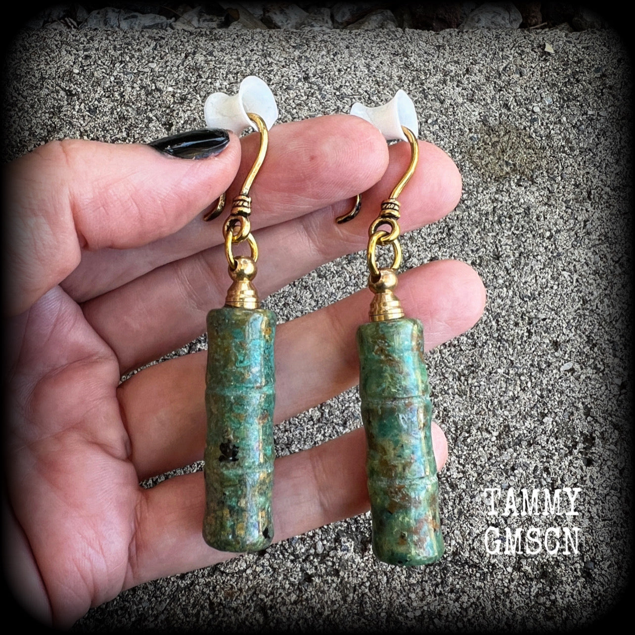 Fossilized coral earrings-Ear hangers