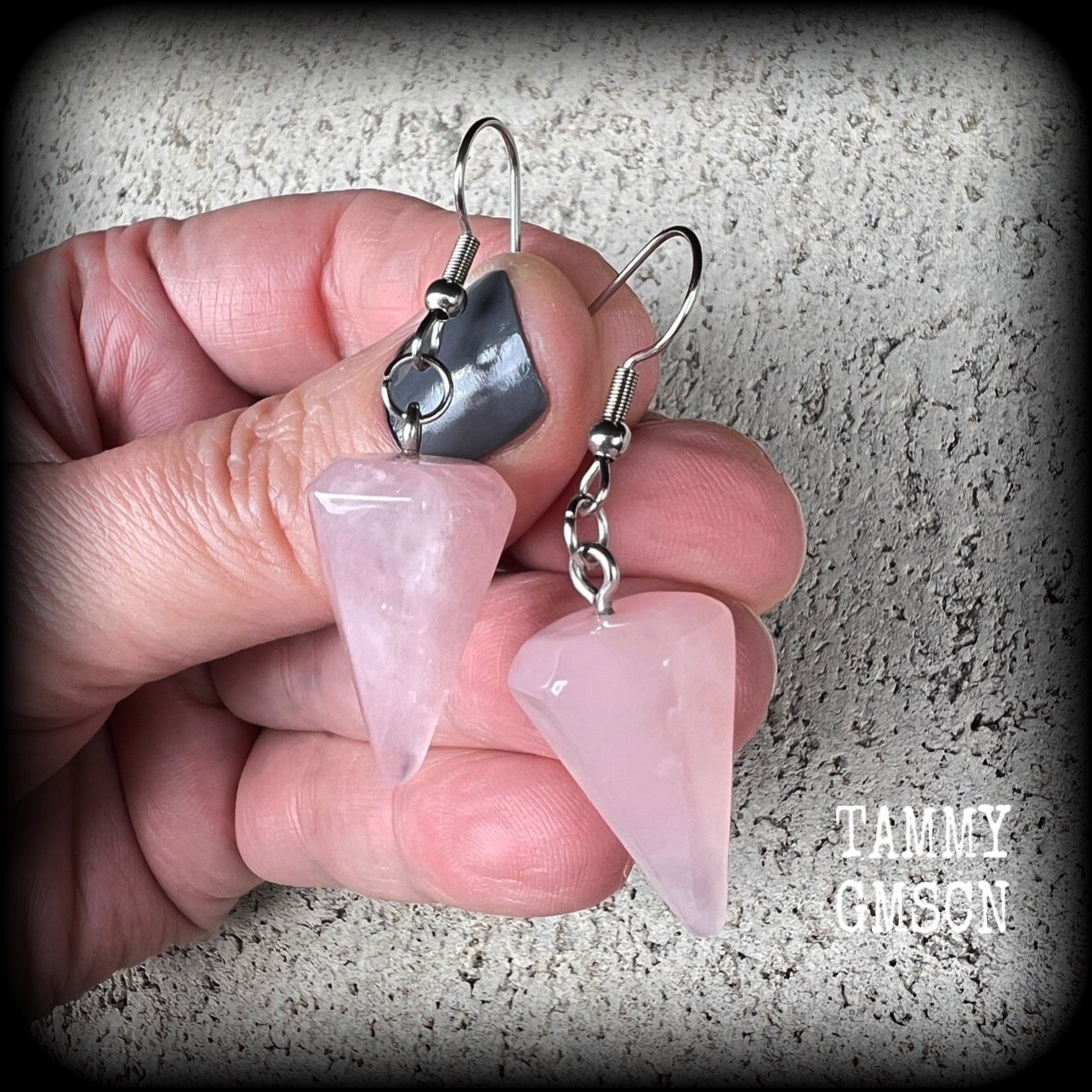 Rose quartz earrings-Gemstone earrings