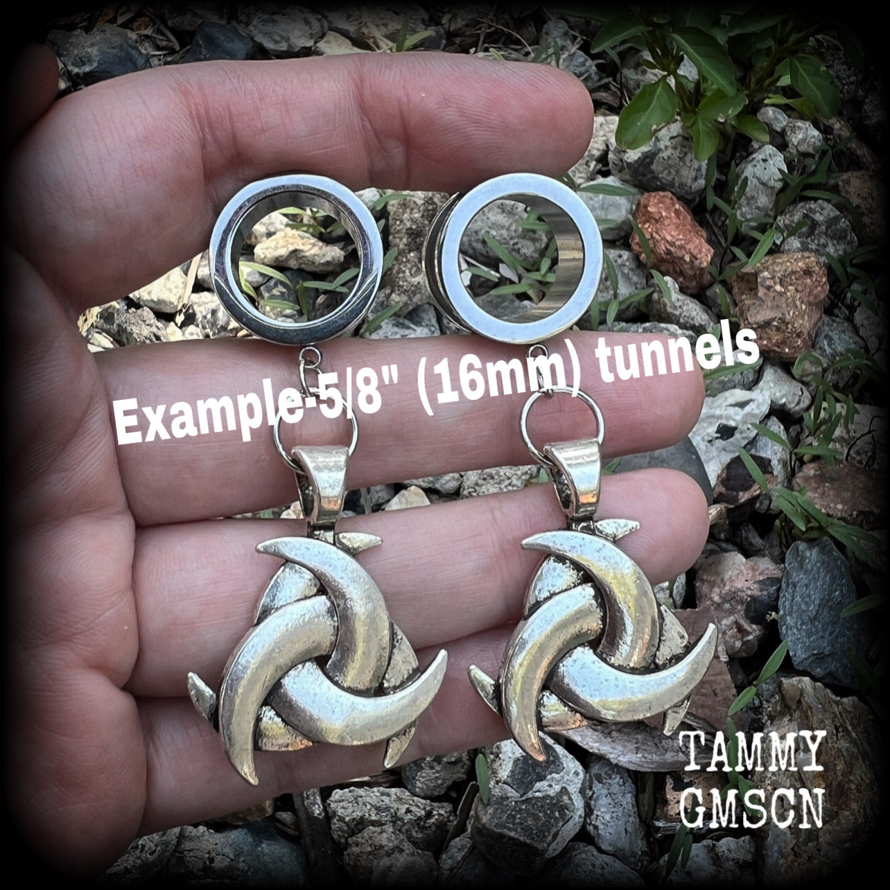 Triple horn tunnel earrings-Viking jewelry
