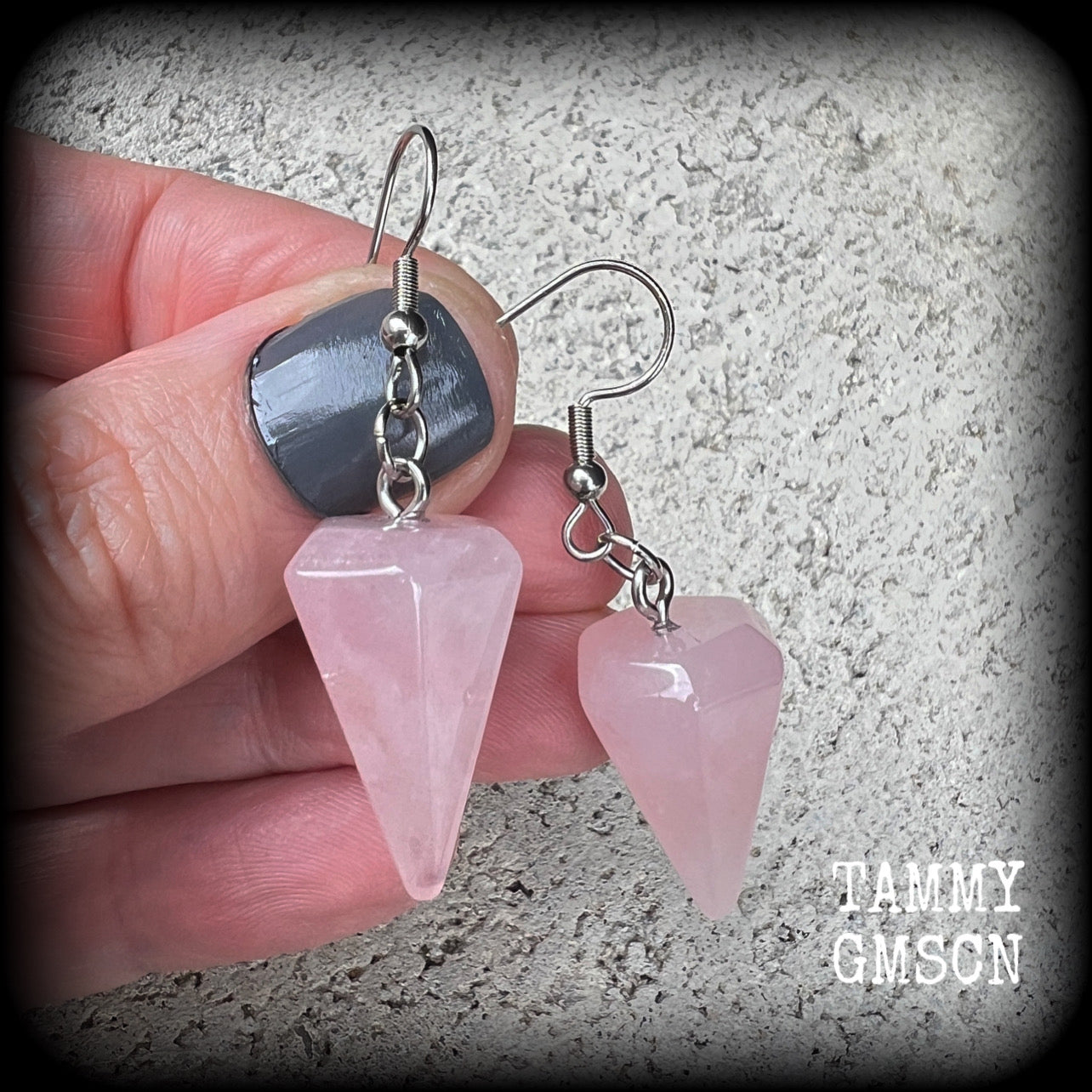 Rose quartz earrings-Gemstone earrings