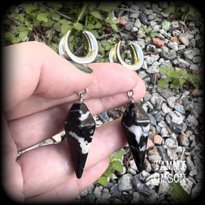 Zebra jasper earrings Ear hangers 6 gauge ear weights Gemstone ear weights Stretched lobes Stretched ears Gauged ears Gauged earrings Body Ear gauges Jasper ear weights Gemstone ear weights 4mm 6mm 8mm 10mm 12mm 14mm 16mm 19mm 22mm 25mm 28mm 30mm