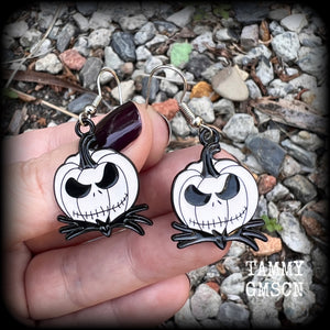 Jack Skellington earrings Nightmare before Christmas earrings Halloween earrings Jack o lantern earrings Halloween jewellery Spooky cute earrings 