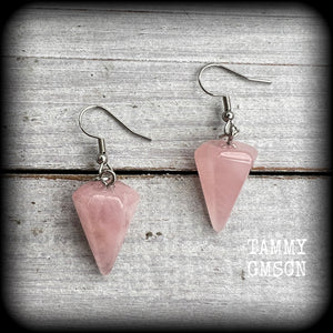 Rose quartz earrings-Gemstone earrings