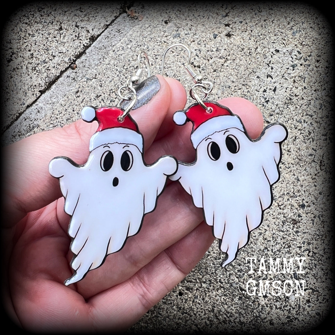 Ghost Santa Claus earrings-Christmas earrings