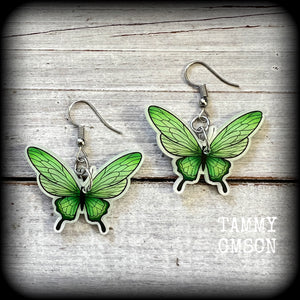 Green butterfly earrings Moth Butterfly jewelry Butterfly necklace Entomologist Entomology Insect earrings Insect jewelry Bugs earrings Gifts for girls Gifts for her Secret sanra Stocking stuffers Santa stocking Christmas gifts Christmas presents