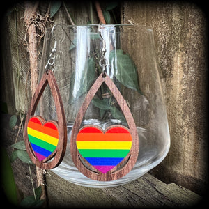 Pride flag earrings-Pride heart earrings