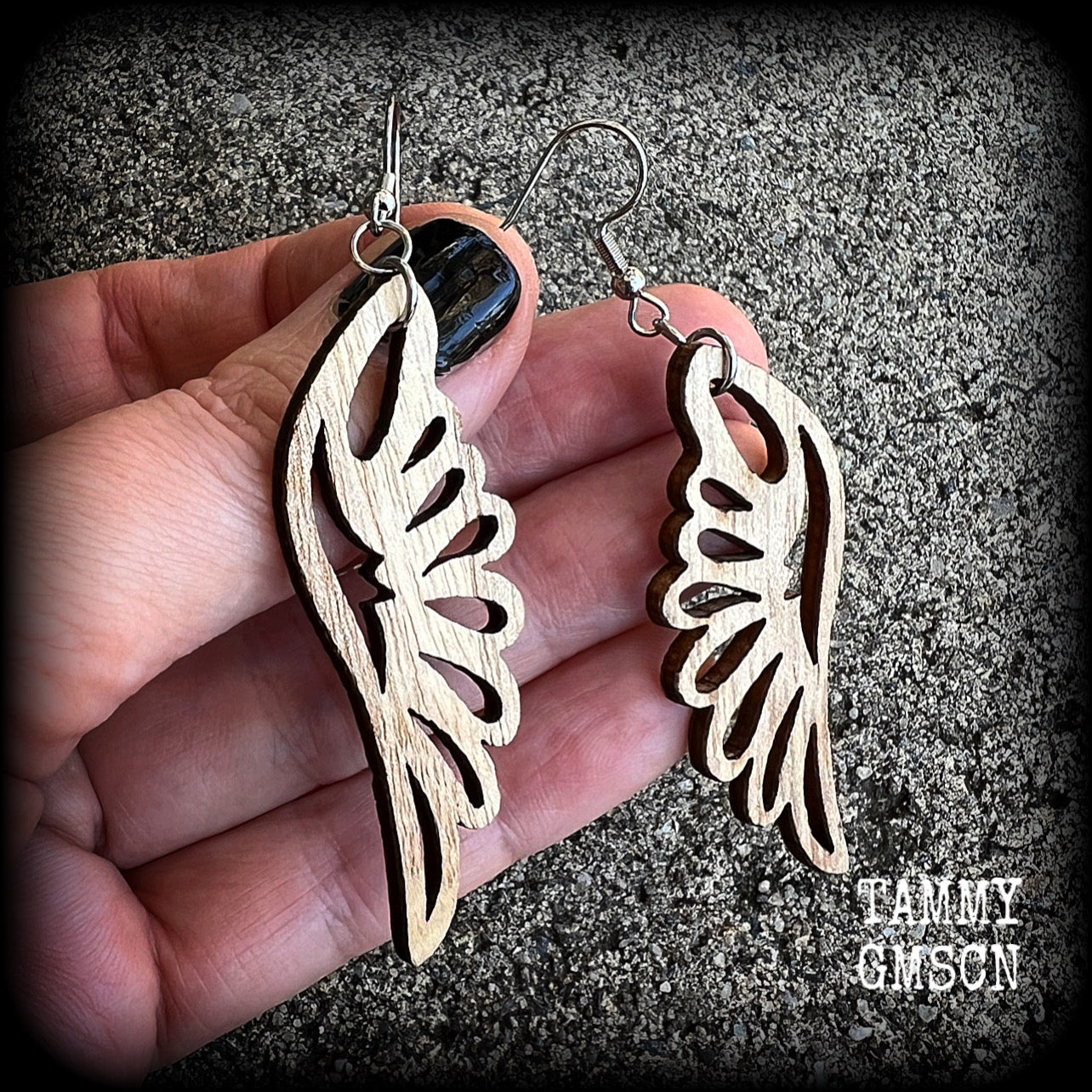 Butterfly wings earrings-Wood earrings