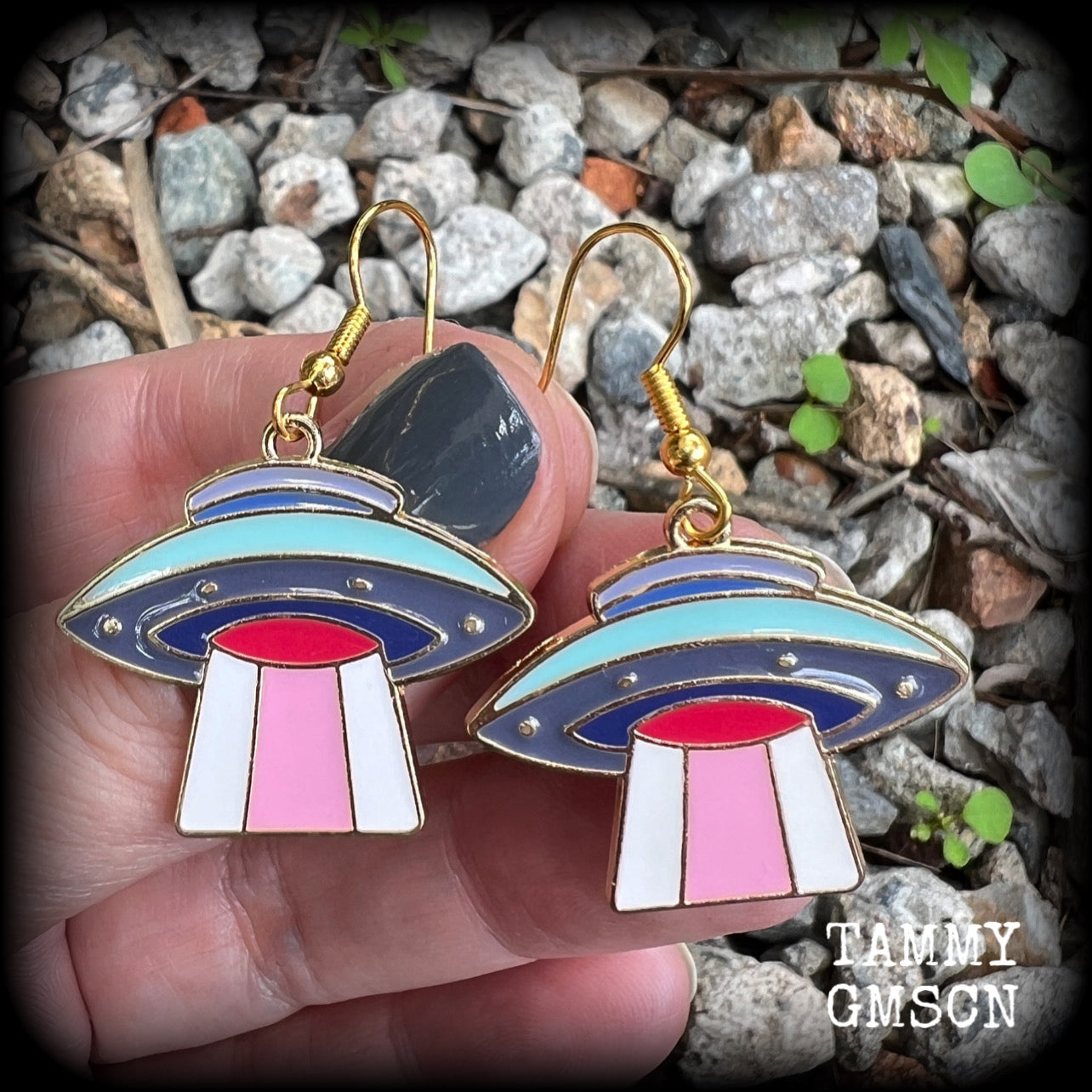 UFO earrings-Flying saucer earrings