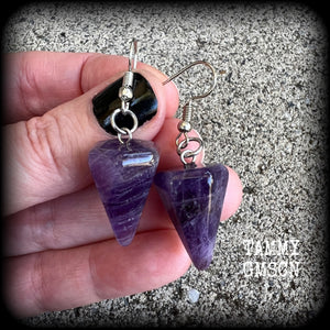 Amethyst earrings-Gemstone earrings