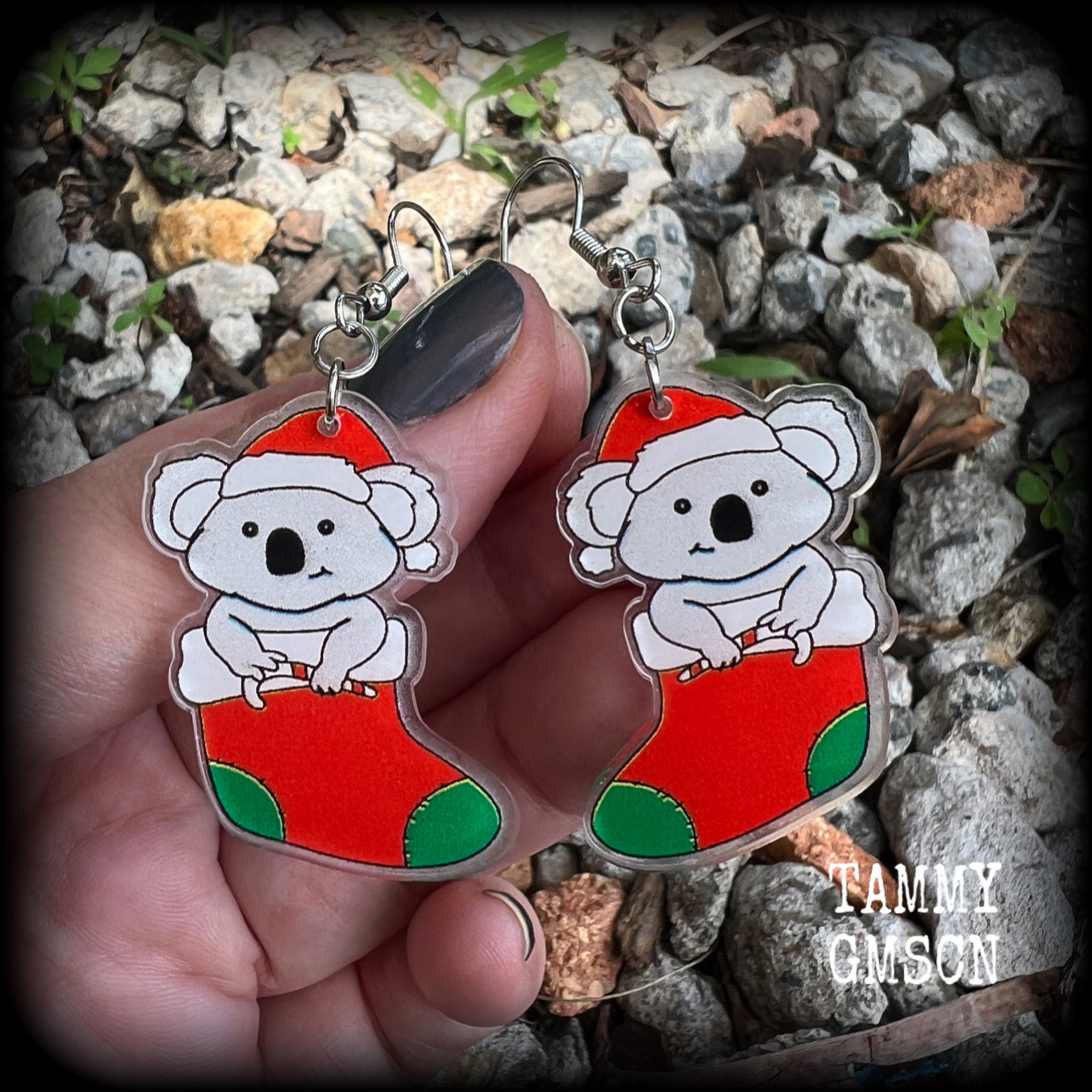 Koala earrings-Christmas earrings-Yule earrings