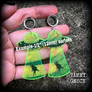 UFO cat abduction tunnel earrings