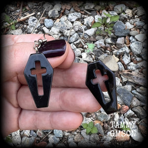 Black coffin earrings-Halloween earrings