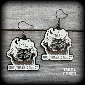 Trash can raccoon earrings-Trash panda earrings
