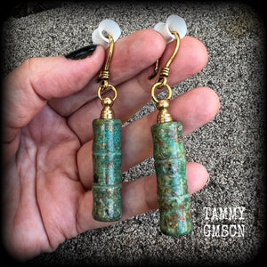 Fossilized coral earrings-Ear hangers